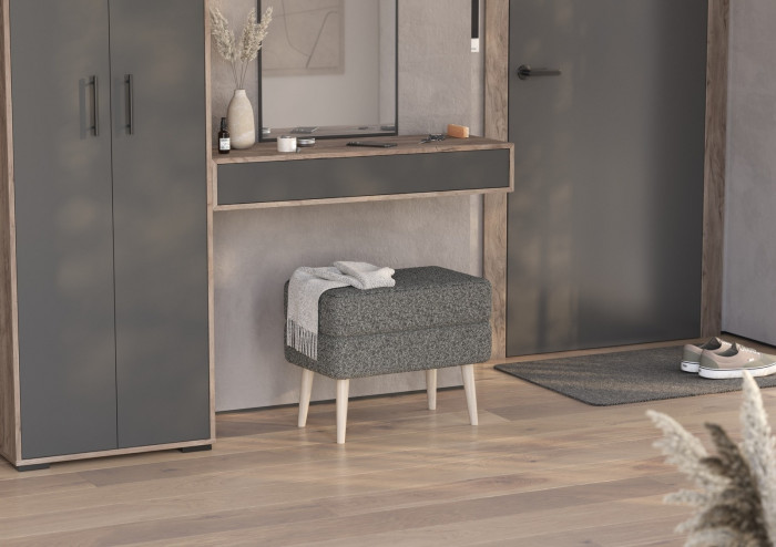 Банкетка 6-5138ТКШтем.серый Тифани, ткань тёмно-серая