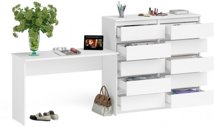 Мори письменный стол МСП1200.1 + Комод МК1200.10, белый