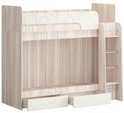 Двухъярусная кровать Бемби МДФ NEW, ясень (милк, Ясень шимо светлый)