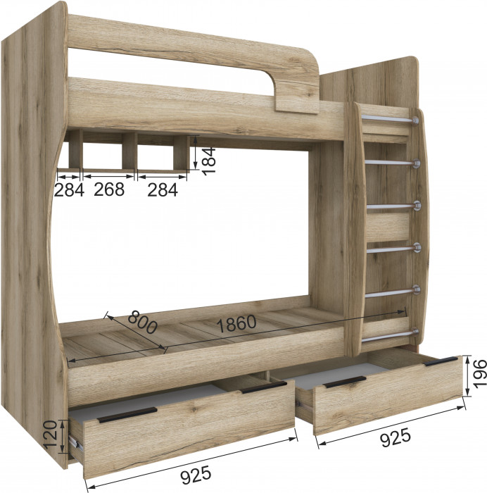 Набор мебели для подростковой "Мадрид", Кашемир/Дуб делано