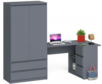 Мори Стол компьютерный МС-16 правый + Шкаф МШ900.1, цвет графит, ШхГхВ 214,8х84,9х179,6 см., выдвижные ящики справа, НЕ универсальная сборка