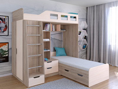 Кровать двухъярусная Астра 4  Сонома/Дуб молочный