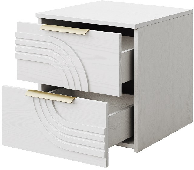 Прикроватная тумбочка "Монтиз" - Белый текстурный/Корунд джелато