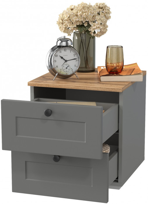Остин 16.152 Тумба прикроватная, цвет серый графит/дуб крафт золотой, ШхГхВ 40х41,9х43,9 см.
