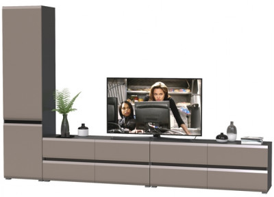 Сидней Комплектация № 127, цвет корпус: антрацит/фасады: МДФ веллюто капучино, ШхГхВ 309,8х41,3х205,2 см., универсальня сборка