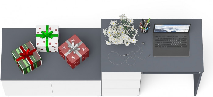 Мори Стол компьютерный МС-6 левый + Тумба МА900.1, цвет графит/белый, ШхГхВ 180,4х50,4х76,6 см., выдвижные ящики слева, НЕ универсальная сборка