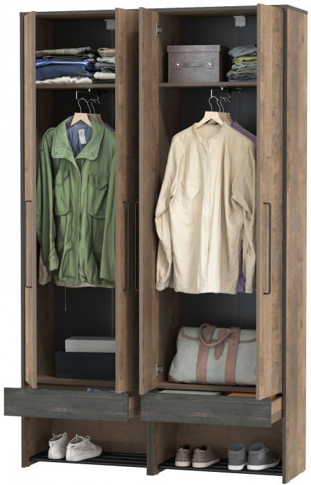 Трувор 13.328.02 Шкаф для одежды + 13.328.02 Шкаф для одежды, дуб гранж песочный/интра
