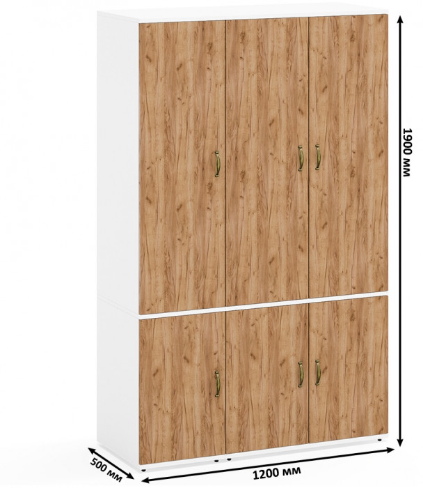 Лидер-8 Модуль Пенал МД 23Б + Шкаф МД 19Б, белый шагрень/крафт золото