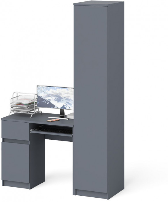 Мори компьютерный стол МС-1 левый + Пенал МШ400.1, графит