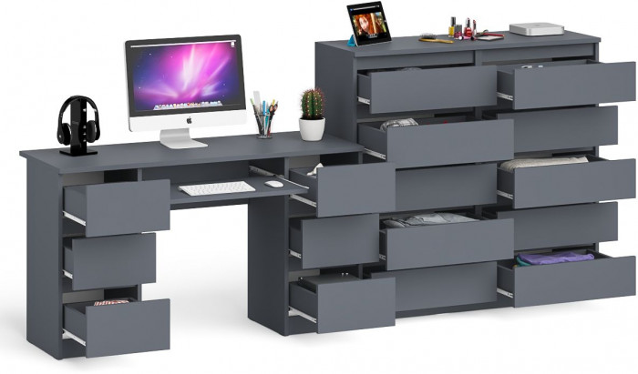 Мори компьютерный стол МС-2 + Комод МК1200.10, графит