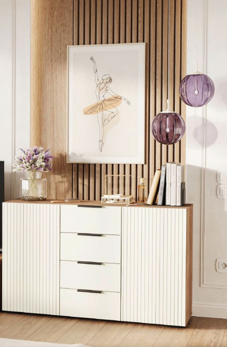 СОНАТА КМ 01 Комод 1200 (1200х760х400) Фасад МДФ МОНО КЕРАМИКА/Корпус ДУБ КРАФТ ТАБАЧНЫЙ