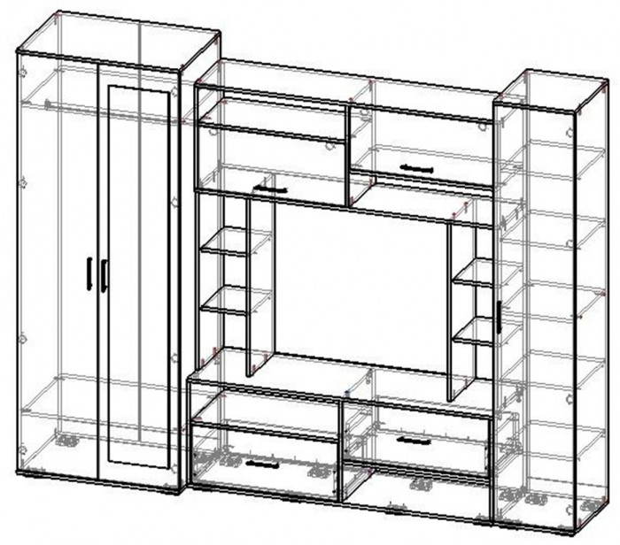 Стенка в гостиную Флора, ясень белый