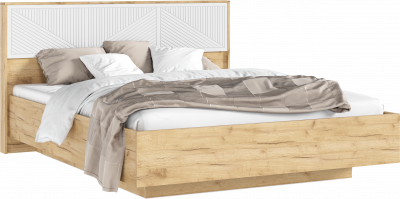 Сильвия Кровать парящая 1,6м (ортопед дерево) с подсветкой Браш Вайт/Дуб Крафт, Дуб Крафт