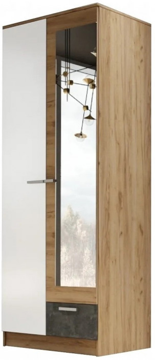 Адель Шкаф 0,8 + полки, вотан/Белый глянец