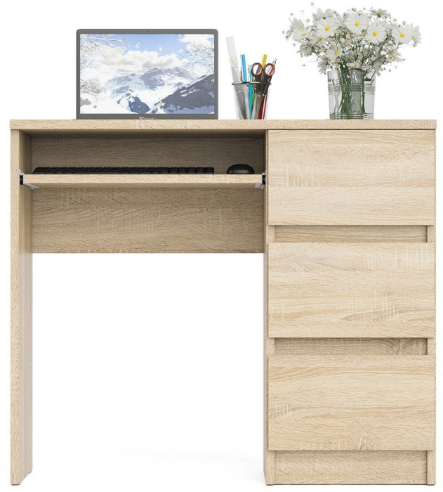 Мори Стол компьютерный МС-6 правый, цвет дуб сонома, ШхГхВ 90х50х76,6 см., выдвижные ящики справа, НЕ универсальная сборка