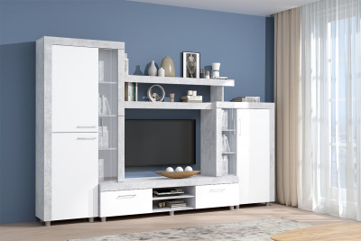 Гостиная Аллегро-1, Цемент светлый/Белый