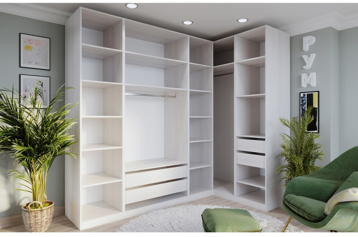 Гардеробная Рум. Комплект 3.1 без фасадов, ясень