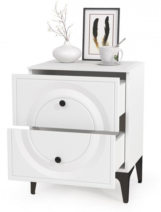 Валенсия Спальня 13.291 Тумба прикроватная, ЛДСП белый шагрень/МДФ белый шагрень