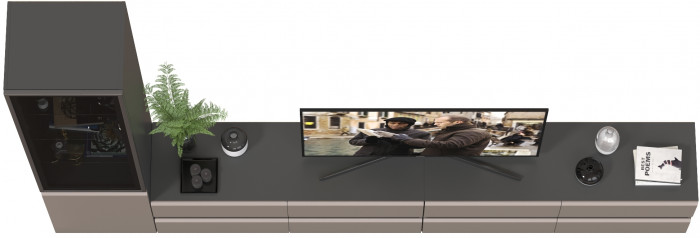 Сидней Комплектация № 129, цвет корпус: антрацит/фасады: МДФ веллюто капучино, ШхГхВ 309,8х41,3х205,2 см., универсальня сборка