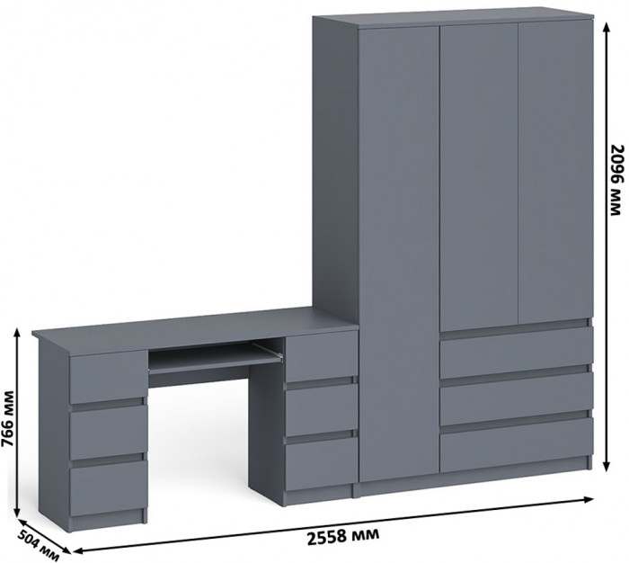 Мори компьютерный стол МС-2 + Шкаф МШ1200.1, графит