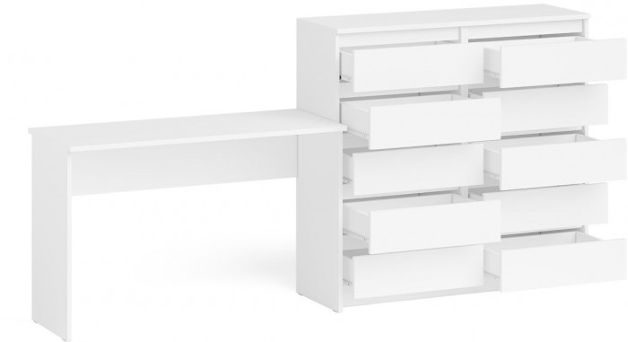 Мори письменный стол МСП1200.1 + Комод МК1200.10, белый