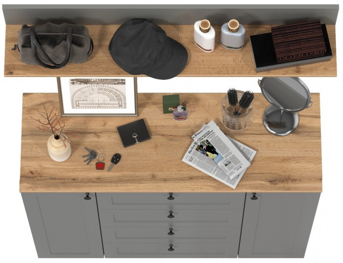 Остин Прихожая 72, серый графит/дуб крафт золотой