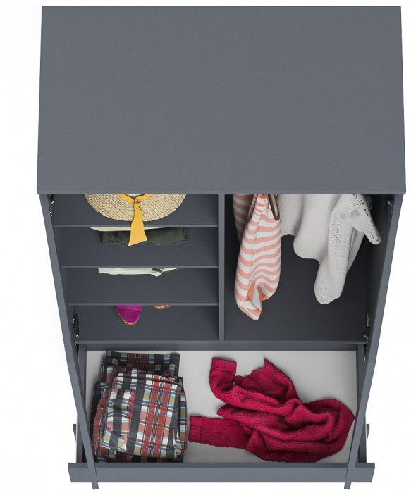 Мори Шкаф МШ900.1, цвет графит, ШхГхВ 90,4х50,4х179,6 см.