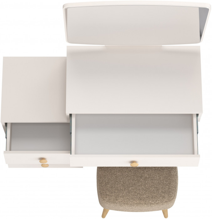 Афина Спальня 4-25901М1к.с. Трюмо + Банкетка 6-5135ТКШкор Полли, кашемир серый/ткань коричневая