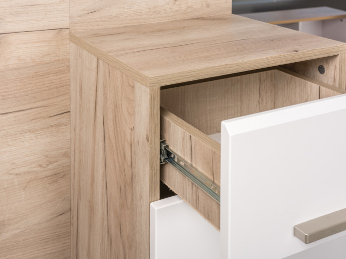 Лайн Прихожая № 01, дуб крафт серый/фасады МДФ белый глянец