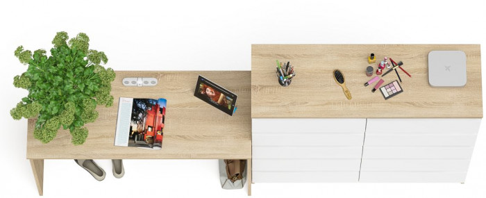 Мори письменный стол МСП1200.1 + Комод МК1200.10, дуб сонома/белый