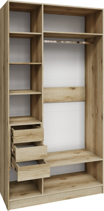 Шкаф Мадрид (1,2) с 3 ящ. внутри с зеркалом, Дуб делано