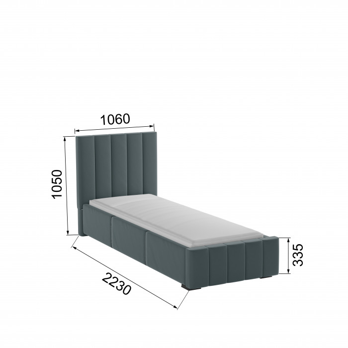 Нега Кровать интерьерная 900 серый, ортопед