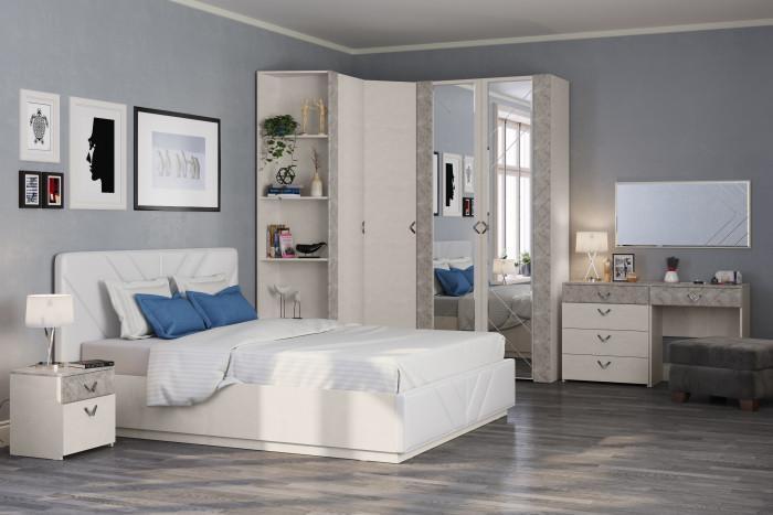 Амели Шкаф для одежды 13.131(угловой), цвет шёлковый камень, ШхГхВ 81,3х81,3х230 см., универсальная дверь