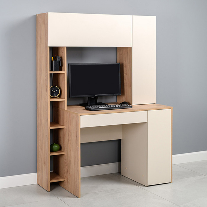 Стол компьютерный Комфорт 12.71, цвет гикори рокфорд натуральный/сатин, ШхГхВ 116,7х60,2х165,4 см., НЕ универсальная сборка