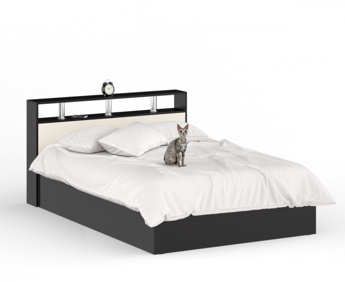 Камелия спальня № 1 Кровать 1400 + Две тумбы + Шкаф 4-х створчатый, венге/дуб лоредо