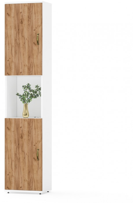 Лидер-8 Модуль Пенал, белый шагрень/крафт золото