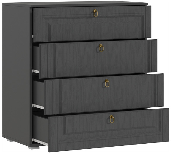 Комод "Престиж-1" с 4 ящиками - Графит/Графит структурный