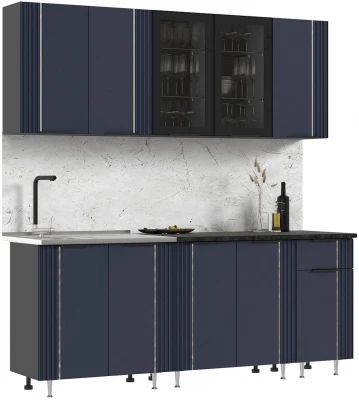 Кухня Виктория 2,0м Пластер индиго/графит