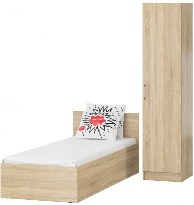 Кровать 0800 + Пенал Стандарт, дуб сонома