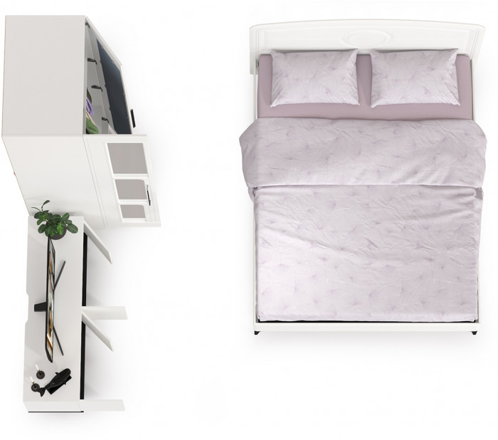 Валенсия Спальня № 25, цвет ЛДСП белый шагрень/чёрный/МДФ белый шагрень, ортопед есть, сп. м. 1600х2000 мм., б/м