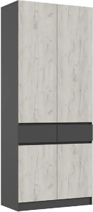 Роджинамиф Шкаф двухстворчатый (Крафт белый, Графит)
