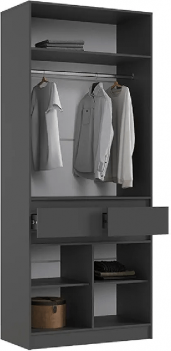 Роджинамиф Шкаф двухстворчатый (Крафт белый, Графит)