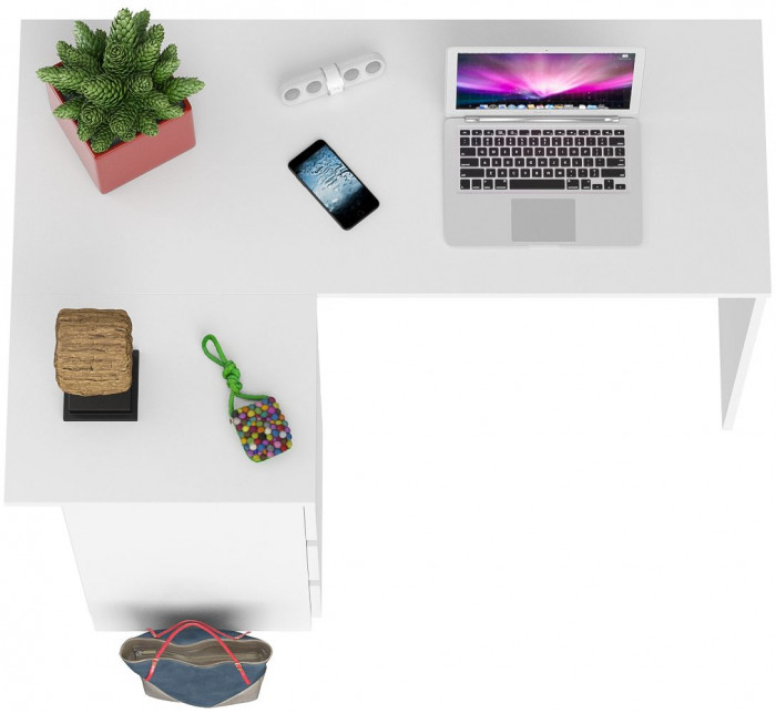 Мори компьютерный стол МС-16 левый, белый