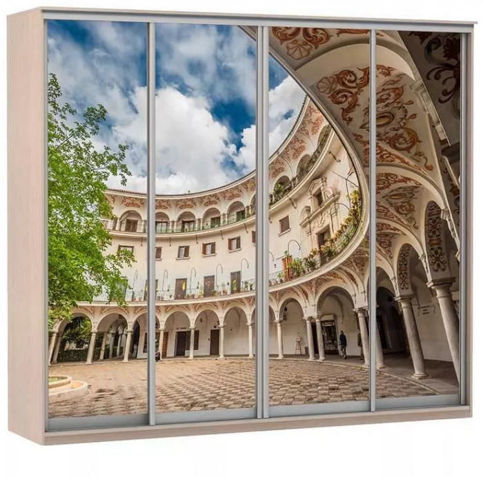 Шкаф купе Модерн 2362х450 4-х дверный 3-х секционный фотопечать №2 ясень