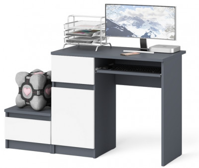 Мори Стол компьютерный МС-1 левый + Тумба ТМП400.1, цвет графит/белый, ШхГхВ 130,4х50х76,6 см., выдвижной ящик слева, НЕ универсальная сборка