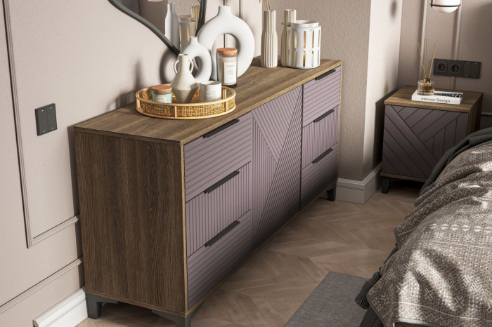 Модульная спальня Палау МДФ, Табак/Пыльная роза