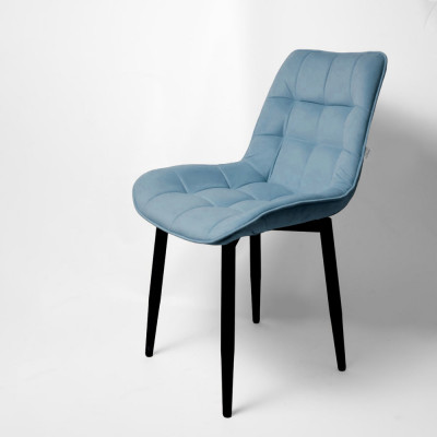 Стул "Бостон" черный матовый Томми 21 серо-голубой