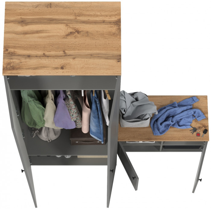 Остин Прихожая 06, серый графит/дуб крафт золотой