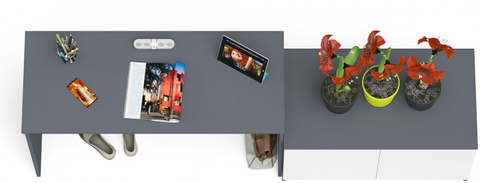 Мори Стол письменный МСП1200.1 + Тумба МА900.1, цвет графит/белый, ШхГхВ 210,8х50,4х76,6 см., универсальная сборка