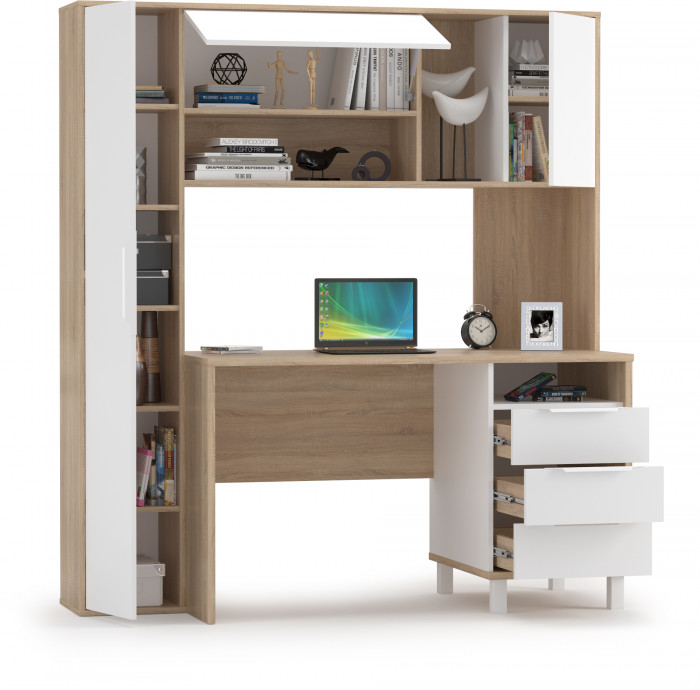 компьютерный стол Комфорт 12.95N, дуб сонома/белый